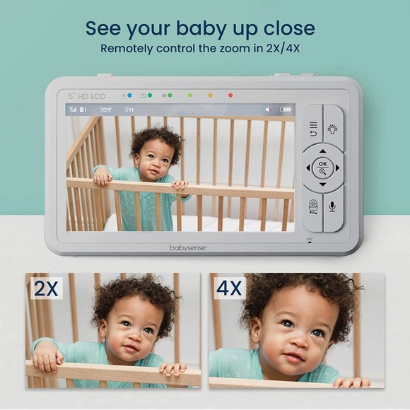 Babysense 5" HD Split-Screen Video Baby Monitor with Two Cameras NWT - Picture 5 of 8